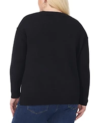 Vince Camuto Plus Star-Patterned Crewneck Sweater