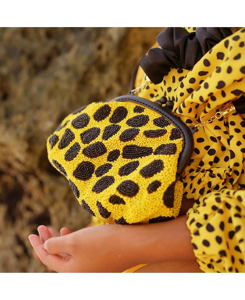 Venom Arnoldi Hand-beaded Clutch Bag In Black & Yellow