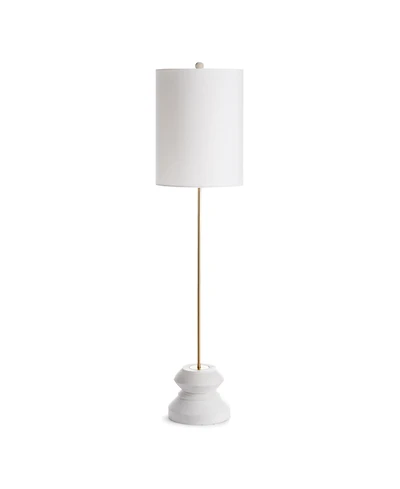 34.5" Kaiden 25W Whitewash Modern Premium Tall Geometric Lamp w/ Fabric Shade