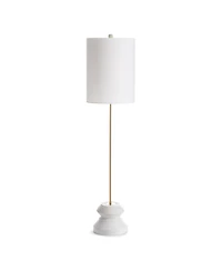 34.5" Kaiden 25W Whitewash Modern Premium Tall Geometric Lamp w/ Fabric Shade