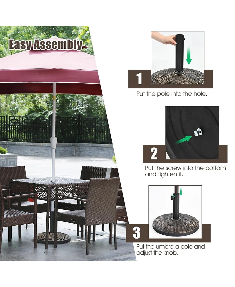 Vebreda 22Lbs Patio Resin Umbrella Base with Wicker Style for Outdoor Use