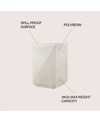 Jonathan Y Adrian 20.75" Contemporary Minimalist Square Indoor/Outdoor Accent Table, Pink Terrazzo