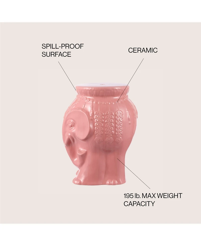 Jonathan Y Orla 18.5" Modern Bohemian Elephant Ceramic Garden Stool, Yellow