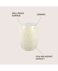 Jonathan Y Moroccan Diamonds 18" Ceramic Drum Garden Stool, Yellow
