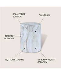 Jonathan Y Troy 16" Modern Minimalist Faux Marble Column Indoor/Outdoor Accent Table, Gray/Gold