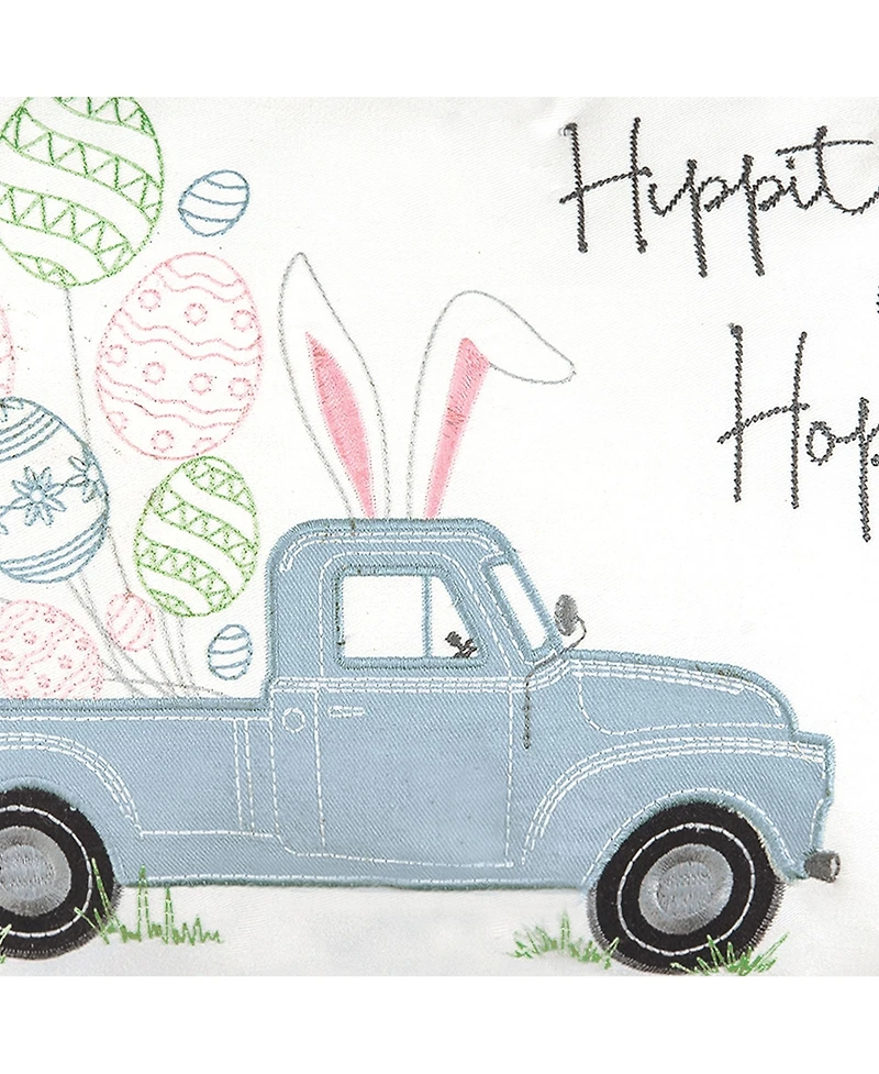 13" x 20" Easter Egg "Hippity Hoppity" Spring Themed Pickup Truck Embroidered Accent Throw Pillow