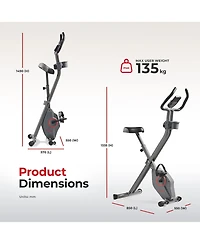 Sunny Health & Fitness Foldable Pink Magnetic Exercise X-Bike Pro, 300LB Capacity, 14-Level Resistance, SunnyFit App Enhanced Bluetooth Connectivity