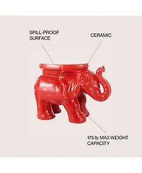 Jonathan Y White Elephant 14.25" Ceramic Garden Stool, Red