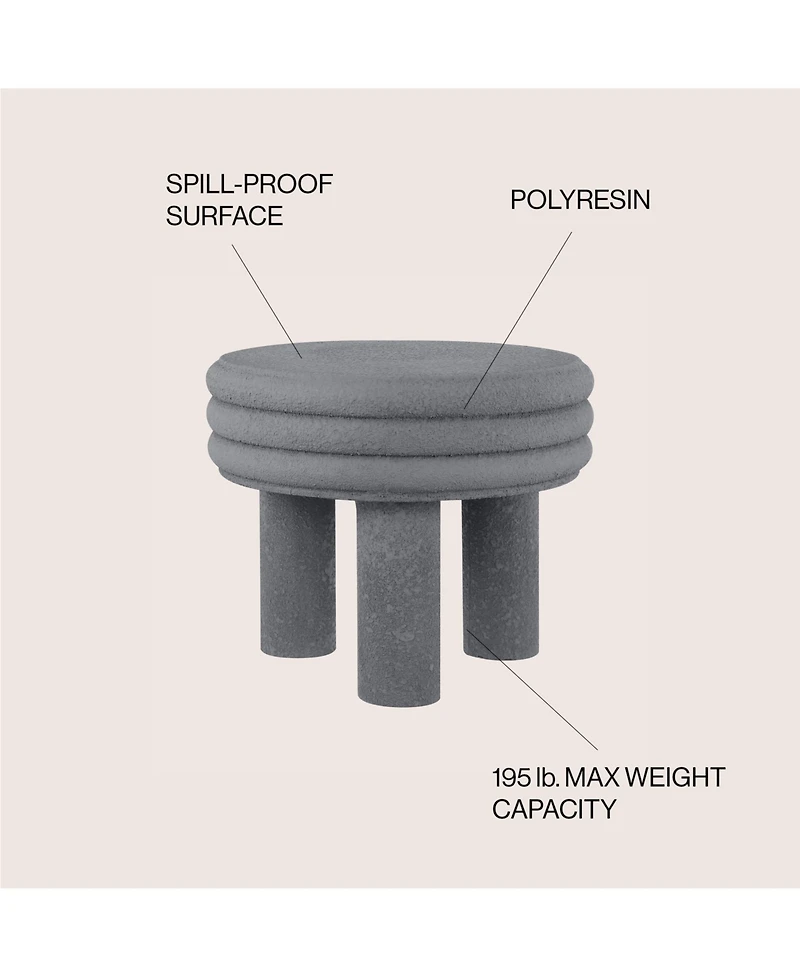 Jonathan Y Rashida 17.75" Contemporary Minimalist Curvy High Indoor/Outdoor Accent Table, White Frosted