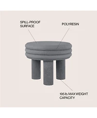 Jonathan Y Rashida 17.75" Contemporary Minimalist Curvy High Indoor/Outdoor Accent Table, White Frosted