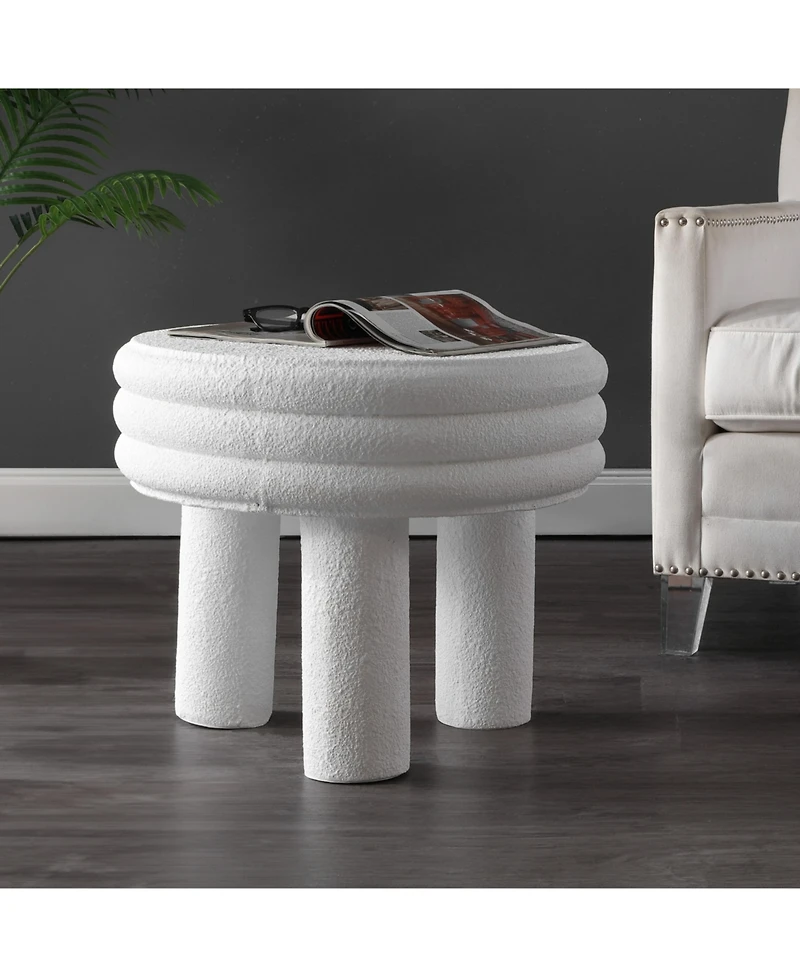 Jonathan Y Rashida 17.75" Contemporary Minimalist Curvy High Indoor/Outdoor Accent Table, White Frosted