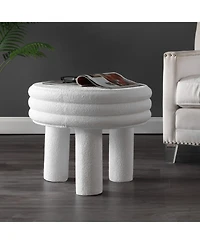 Jonathan Y Rashida 17.75" Contemporary Minimalist Curvy High Indoor/Outdoor Accent Table, White Frosted