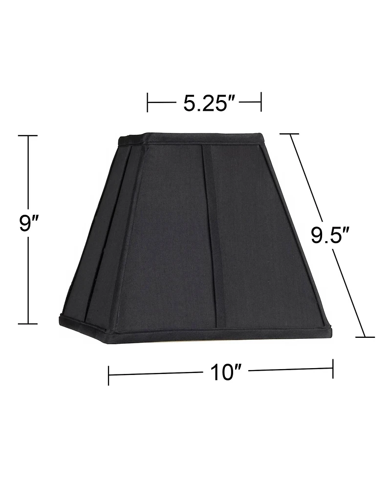 Springcrest Black Small Square Lamp Shade 5.25" Top x 10" Bottom x 9.5" High (Spider) Replacement with Harp and Finial