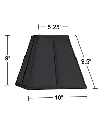 Springcrest Black Small Square Lamp Shade 5.25" Top x 10" Bottom x 9.5" High (Spider) Replacement with Harp and Finial