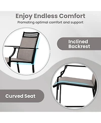 Outdoor Counter Stools Set of 2 with Footrest & Armrests Metal Frame for Backyard