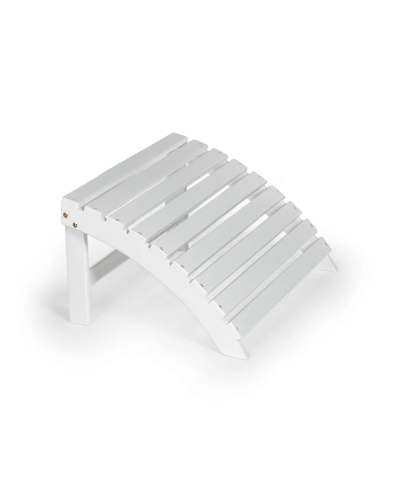 Saranac 2-Piece Traditional Rustic Acacia Wood Adirondack Chair with Detachable Ottoman, Cashmere Blue