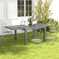Outsunny Extendabl Outdoor Dining Table, Aluminum Frame Garden Table,