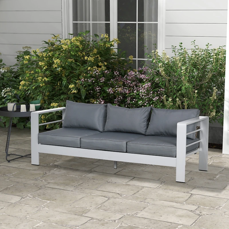 Outsunny Patio Furniture with Cushions, Aluminum Outdoor Sofa,