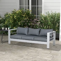 Outsunny Patio Furniture with Cushions, Aluminum Outdoor Sofa,