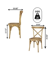 Jonathan Y Annecy Classic Traditional X-Back Wood Outdoor Dining Chair, Natural (Set of 2)