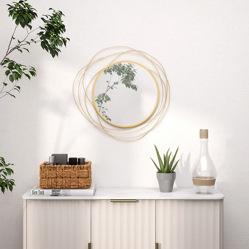 Homcom Metal Wall Art 25.6" in Round Wall Mirror,