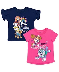 Paw Patrol Girls Everest Rubble Marshall 2 Pack T-Shirts to
