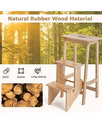 Costway Toddler 3 Tier Step Stool 3 in 1 Folding Ladder Bench Storage Shelf