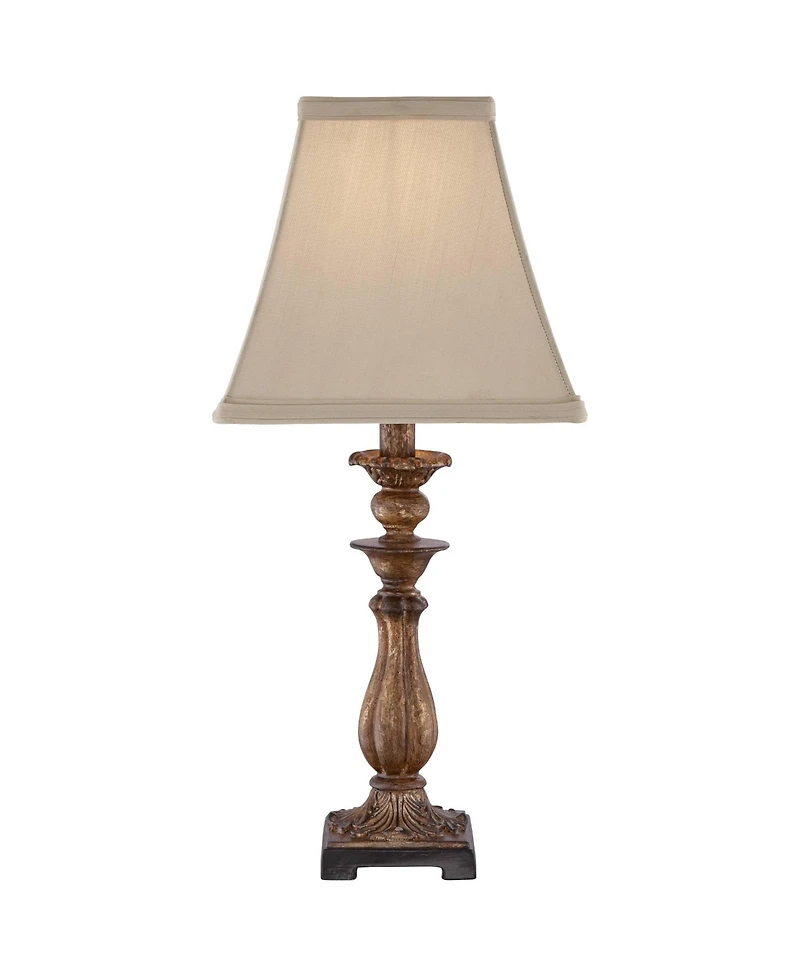 Regency Hill Alzano Cottage Accent Table Lamp 18" High Antique Distressed Light Bronze Square Shade for Bedroom Living Room Bedside Nightstand Of