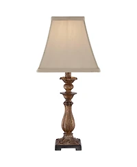 Regency Hill Alzano Cottage Accent Table Lamp 18" High Antique Distressed Light Bronze Square Shade for Bedroom Living Room Bedside Nightstand Of