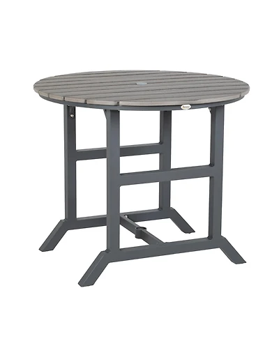 Outsunny Round Patio Table with Umbrella Hole and Aluminum Frame,