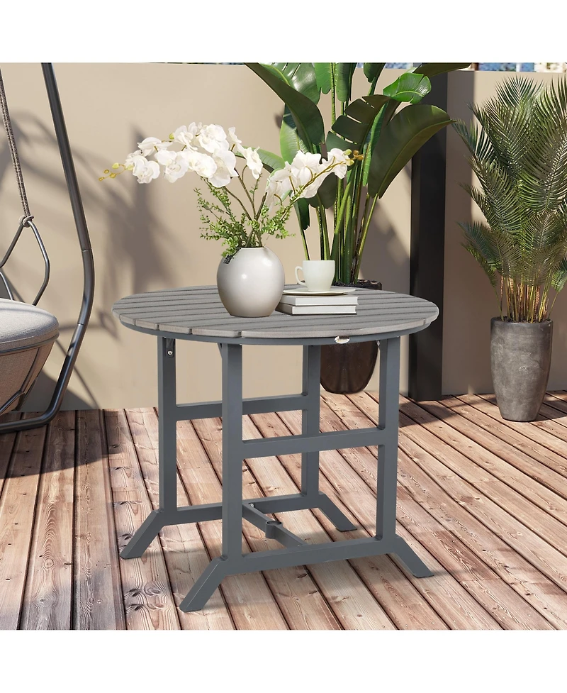 Outsunny Round Patio Table with Umbrella Hole and Aluminum Frame,