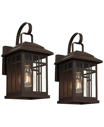 John Timberland Outdoor Wall Lights Set of 2 Fixture Carriage Style Bronze 12 1/2" Clear Glass Lantern Exterior House Porch Patio