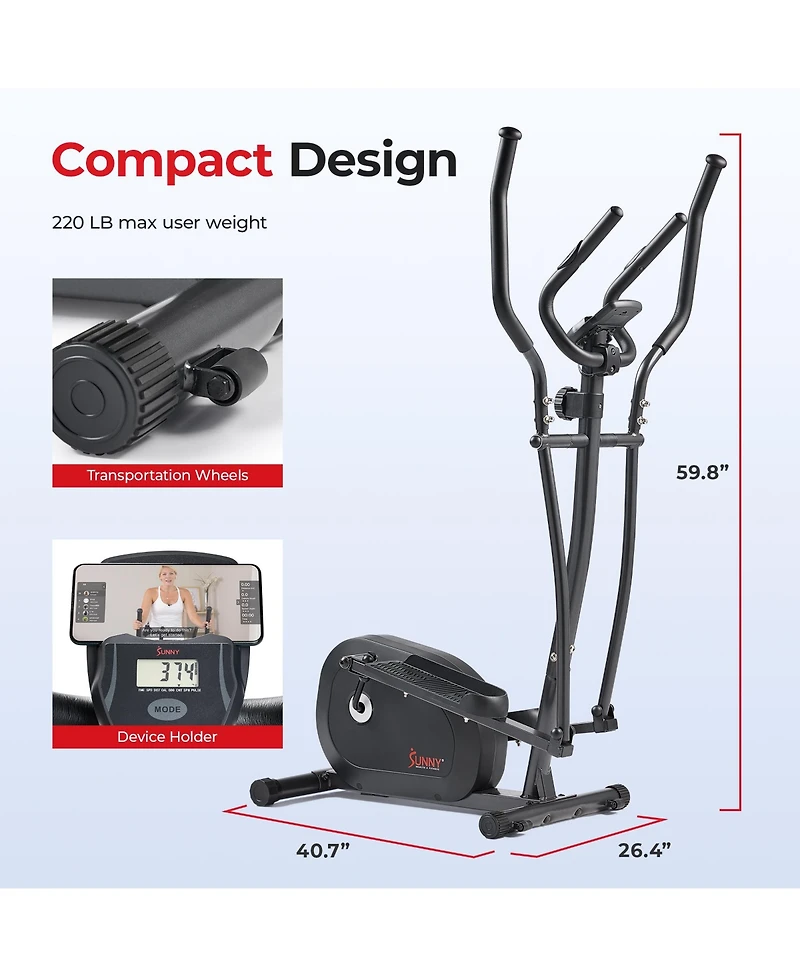Sunny Health & Fitness Smart Magnetic Elliptical - Sf-E905SMART