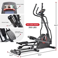Sunny Health & Fitness Smart Elliptical Exercise Machine with 16-Level Electromagnetic Resistance, Extended Stride Length & Exclusive SunnyFit App Blu