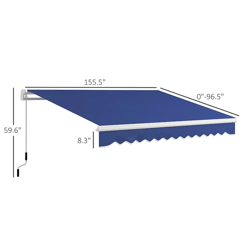 Outsunny 13' x 8' Manual Retractable Awning Sunshade Shelter, &