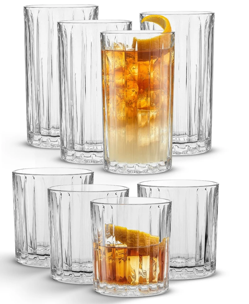 JoyJolt Alina Ribbed Glass Drinkware Set