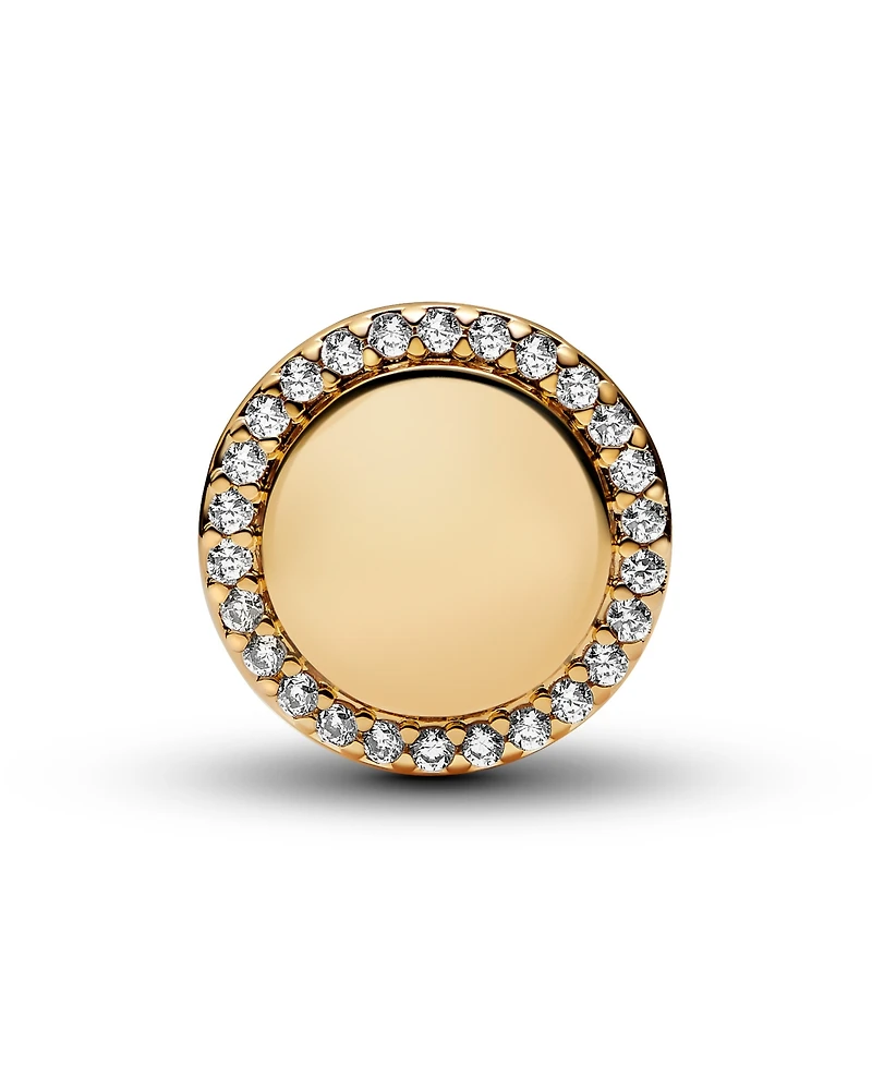 Pandora 14K Gold-Plated Engravable Sparkling Button Charm