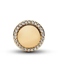 Pandora 14K Gold-Plated Engravable Sparkling Button Charm