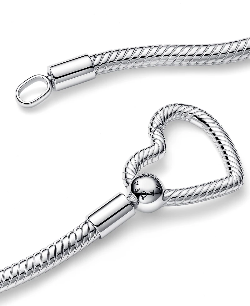 Pandora Sterling Silver Heart Closure Snake Chain Necklace