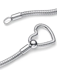 Pandora Sterling Silver Heart Closure Snake Chain Necklace