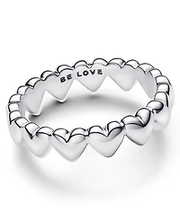 Pandora Sterling Silver Row of Hearts Ring