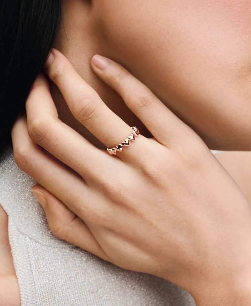Pandora 14k Rose Gold-plated Row of Hearts Ring