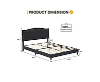 gaomon Upholstered Bed Frame with Height-Adjustable Headboard, Linen Platform Bed Frame Mattress Foundation with Wooden Slats Support, No Box Spring N