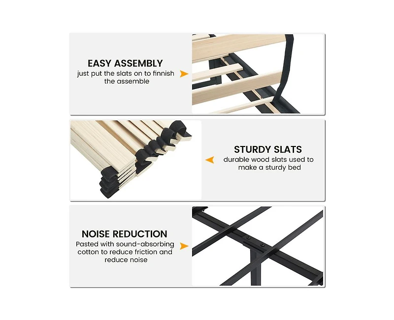 gaomon Upholstered Bed Frame with Height-Adjustable Headboard, Linen Platform Bed Frame Mattress Foundation with Wooden Slats Support, No Box Spring N