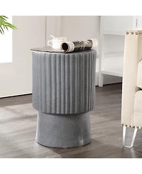 Jonathan Y Louisa 19" Modern Art Deco Tambour Indoor/Outdoor Accent Table, Pink Terrazzo