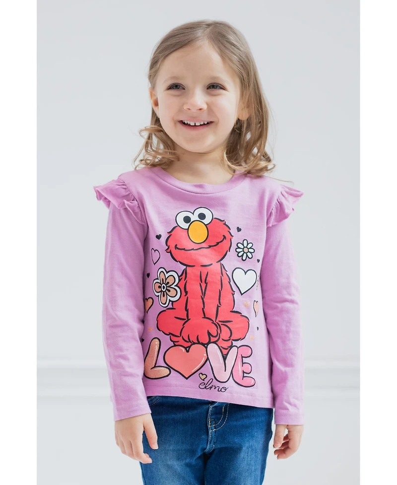 Sesame Street Girls 2 Pack Peplum Long Sleeve T-Shirts