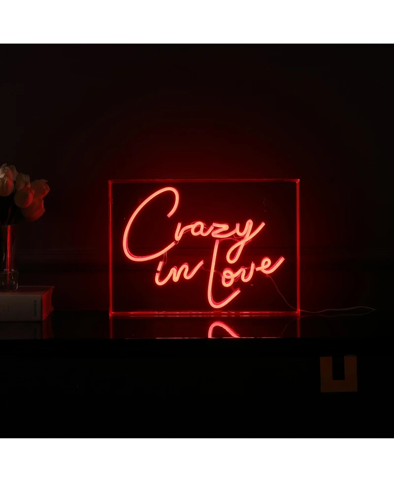 Jonathan Y Crazy In Love Contemporary Glam Acrylic Box Usb Operated Led Neon Light