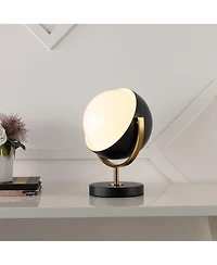 Jonathan Y Orion 12" Vintage Classic Metal/Acrylic Adjustable Orb Led Floor Spotlight, Black/Brass Gold