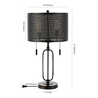 Jonathan Y Hank Industrial Farmhouse Iron Led Table Lamp with Usb Charging Port