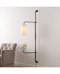 Jonathan Y Andre 1-Light Contemporary Industrial Iron Plug-In with Adjustable Marble Table Led Sconce